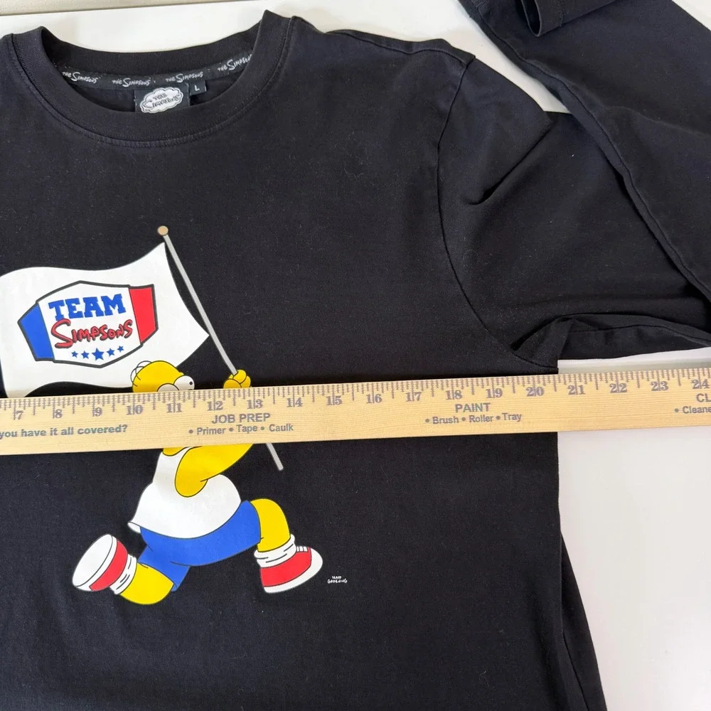 The Simpsons Homer Team Simpsons Black Long Sleeve Graphic T-Shirt Large 2018
